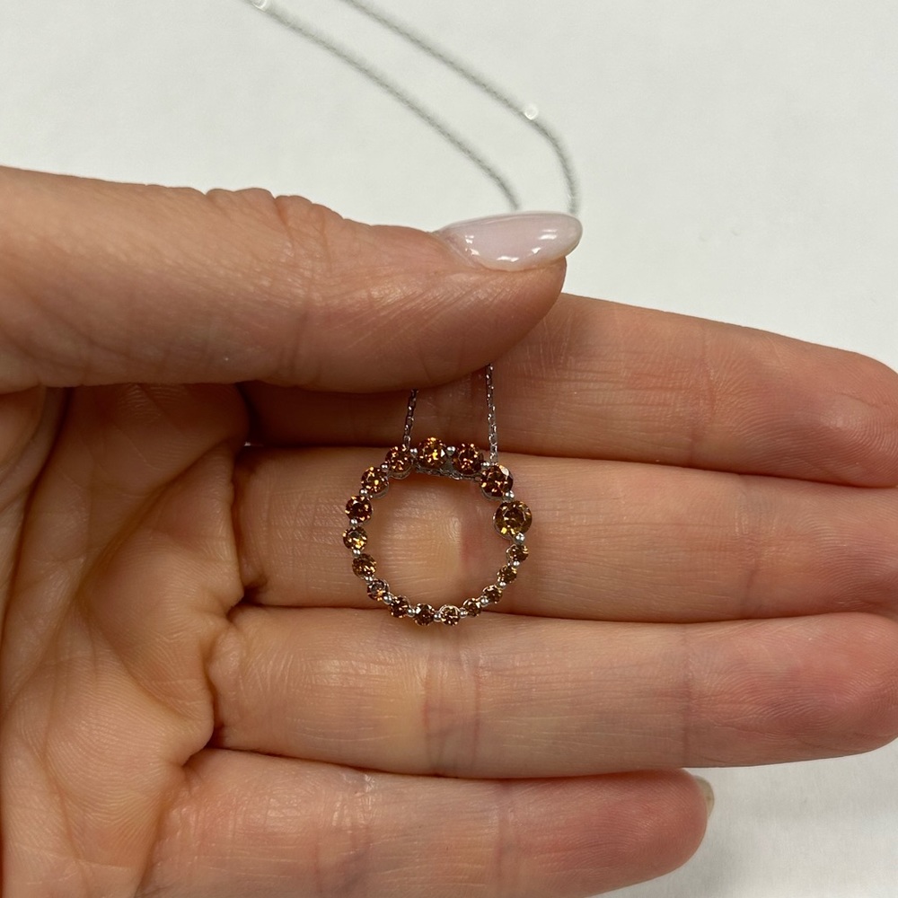 Suzy Levian Sterling Silver Brown CZ Circle Pendant NWT